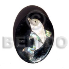 inlaid pawa dolphin brooch with oval black