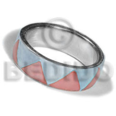 inlaid hammershell in stainless 10mm metal ring
