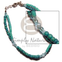 2 rows green tones 2 3 coco heishe Pokalet