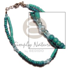 2 rows green tones 2 3 coco heishe Pokalet