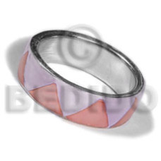 inlaid hammershell in stainless 10mm metal ring 