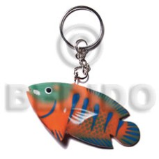 fish handpainted wood keychain 73mmx35mm  can
