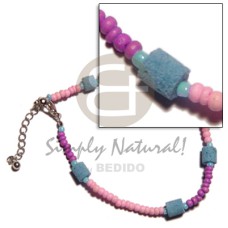 pink lavender 2 3mm coco Pokalet. with aqua blue