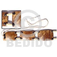 polished rectangular tiger coco belt with black