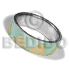inlaid hammershell in stainless 10mm metal ring 