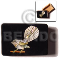 wooden jewelry box with blue top with