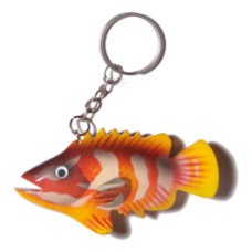fish handpainted wood keychain 80mmx40mm  can