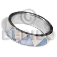 inlaid hammershell in stainless 10mm metal ring 