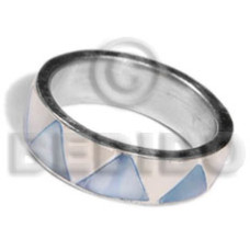 inlaid hammershell in stainless 10mm metal ring 