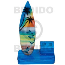 6inx3.5inx2.8in handpainted wood surfboard double penholder