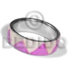 inlaid hammershell in stainless 10mm metal ring 