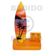 6inx3.5inx2.8in handpainted wood surfboard double penholder
