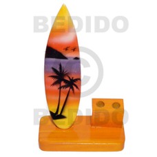 6inx3.5inx2.8in handpainted wood surfboard double penholder