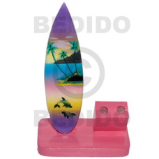 6inx3.5inx2.8in handpainted wood surfboard double penholder