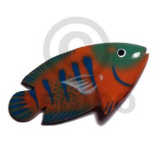fish handpainted wood refrigerator magnet 73mmx35mm 