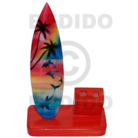 6inx3.5inx2.8in handpainted wood surfboard double penholder