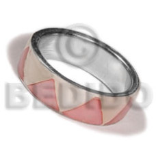 inlaid hammershell in stainless 10mm metal ring