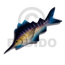 fish handpainted wood refrigerator magnet 95mmx40mm 