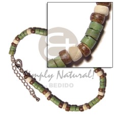 green 4 5mm coco heishe with natural brown bleach