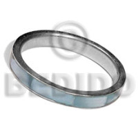 inlaid hammershell in stainless 5mm metal ring