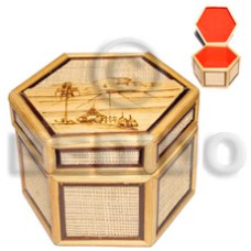 bamboo with raffia jewelry box  large