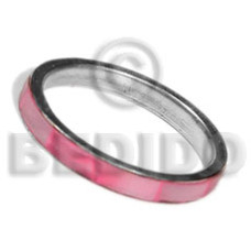 inlaid hammershell in stainless 5mm metal ring