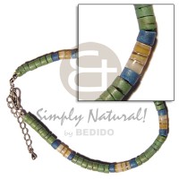 4 5mm green blue coco heishe with gold lip
