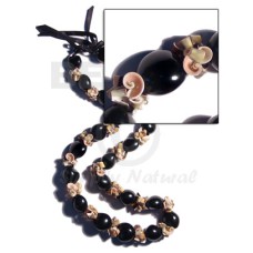 19 pcs black kukui seeds lei with