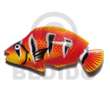 fish handpainted wood refrigerator magnet 90mmx50mm 