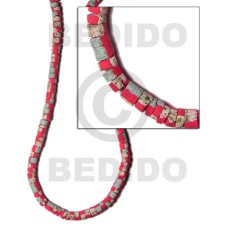 4 5mm coco heishe reddish pink with splashing