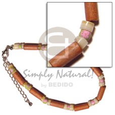 bayong wood tube with gold lip heishe