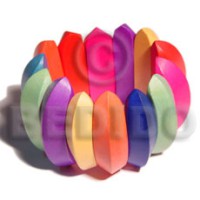 elastic multicolored natural white wood bangle