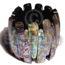 elastic paua abalone bangle with black resin