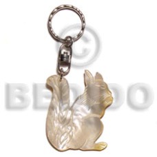 40mm carved mother of pearl shell (MOP) shell keychain squirrel