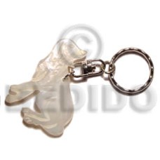 40mm carved mother of pearl shell (MOP) shell keychain dog
