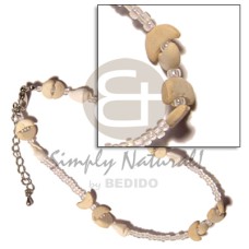 clear glass beads with coco manol bleached