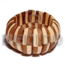 elastic patched half moon wood bangle bayong natural
