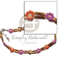 2 rows sig id wood tube with lavender red tiger