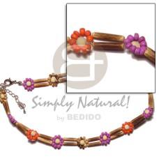 2 rows sig id wood tube with lavender red tiger
