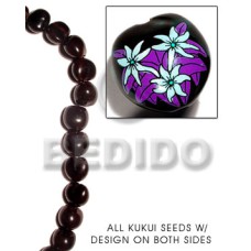 kukui seed  black with flower design