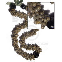 green mongo shell rings with brown kukui nuts combination  28in in mat