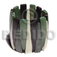 elastic natural wood bangle  green
