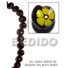 kukui seed  black with flower design