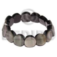 round 20mm blacklip with backing elastic bangle