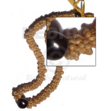 yellow mongo shell rings with brown kukui nuts combination  28in in ma