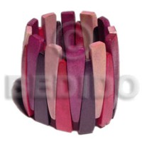 elastic natural wood bangle  pink