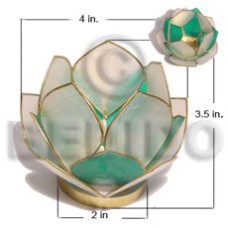 lotus candle holder green white capiz shells with