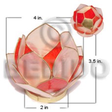 lotus candle holder red white capiz shells with