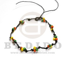 rasta reggae macrame glass beads in black cord