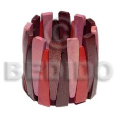 elastic natural wood bangle  red